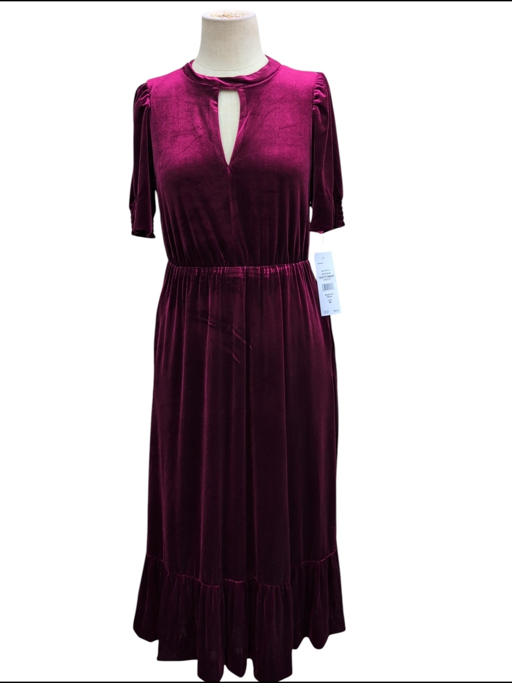 Nwt MSK Women's Velvet Keyhole Merlot Dress Soft Career Formal Travel Casual Md